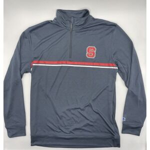 Champion 1/4th Zip Pull Over Long Sleeve M gray red NCS University‎ Logo #C708